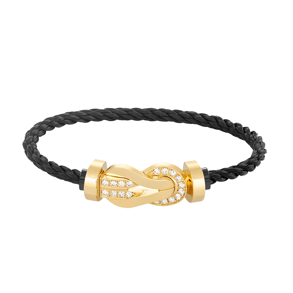[Glitter Jewelry]CHANCE LARGE 8 FIGURE BUCKLE HALF DIAMOND BRACELET GOLD