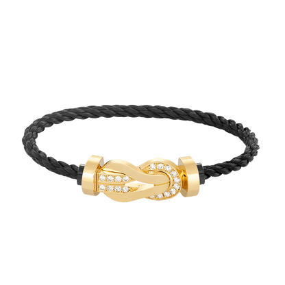 [Glitter Jewelry]CHANCE LARGE 8 FIGURE BUCKLE HALF DIAMOND BRACELET GOLD