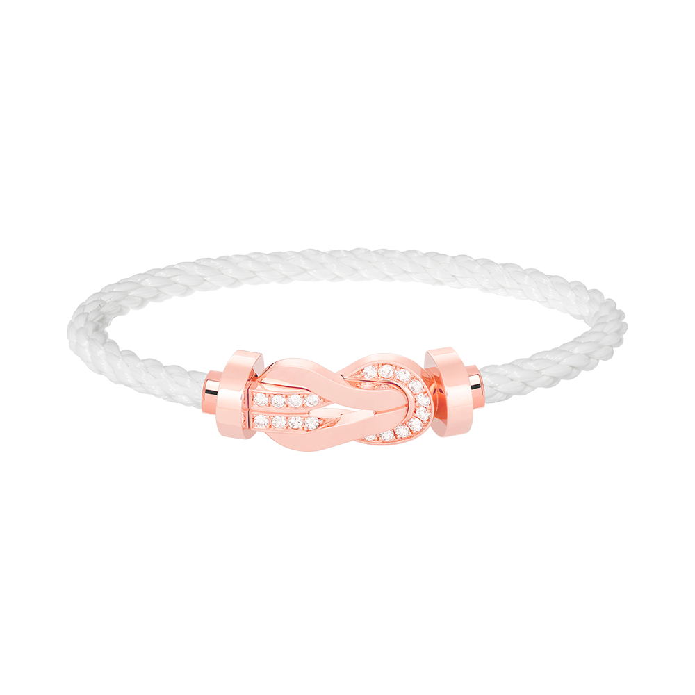[Glitter Jewelry]CHANCE LARGE 8 FIGURE BUCKLE HALF DIAMOND BRACELET ROSE GOLD