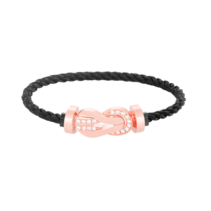 [Glitter Jewelry]CHANCE LARGE 8 FIGURE BUCKLE HALF DIAMOND BRACELET ROSE GOLD