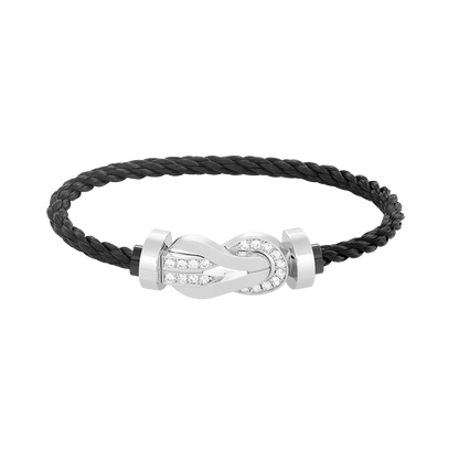 [Glitter Jewelry]CHANCE LARGE 8 FIGURE BUCKLE HALF DIAMOND BRACELET SILVER