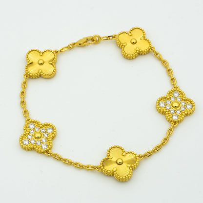 [Glitter Jewelry]CLOVER BRACELET 5 MOTIFS GOLD DIAMOND