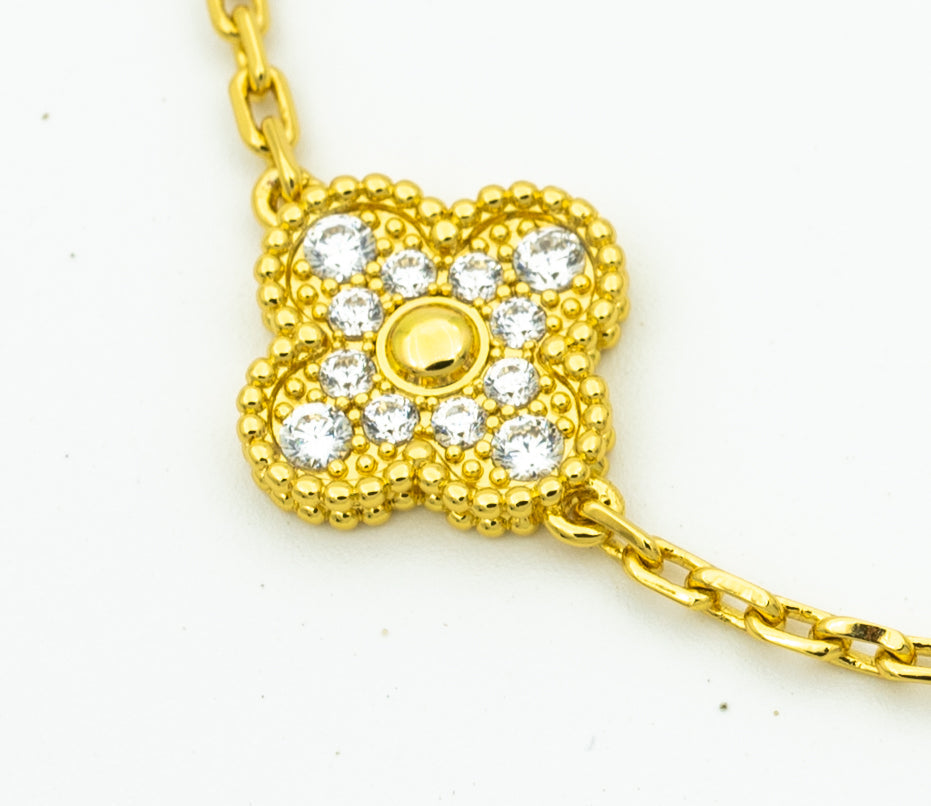[Glitter Jewelry]CLOVER BRACELET 5 MOTIFS GOLD DIAMOND