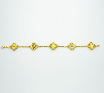[Glitter Jewelry]CLOVER BRACELET 5 MOTIFS GOLD DIAMOND