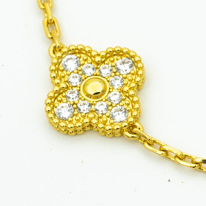 [Glitter Jewelry]CLOVER BRACELET 5 MOTIFS GOLD DIAMOND