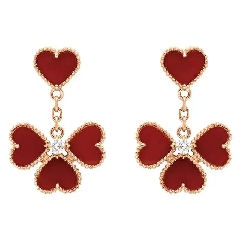 [Glitter Jewelry]SWEET CLOVER CARNELIAN EARRINGS