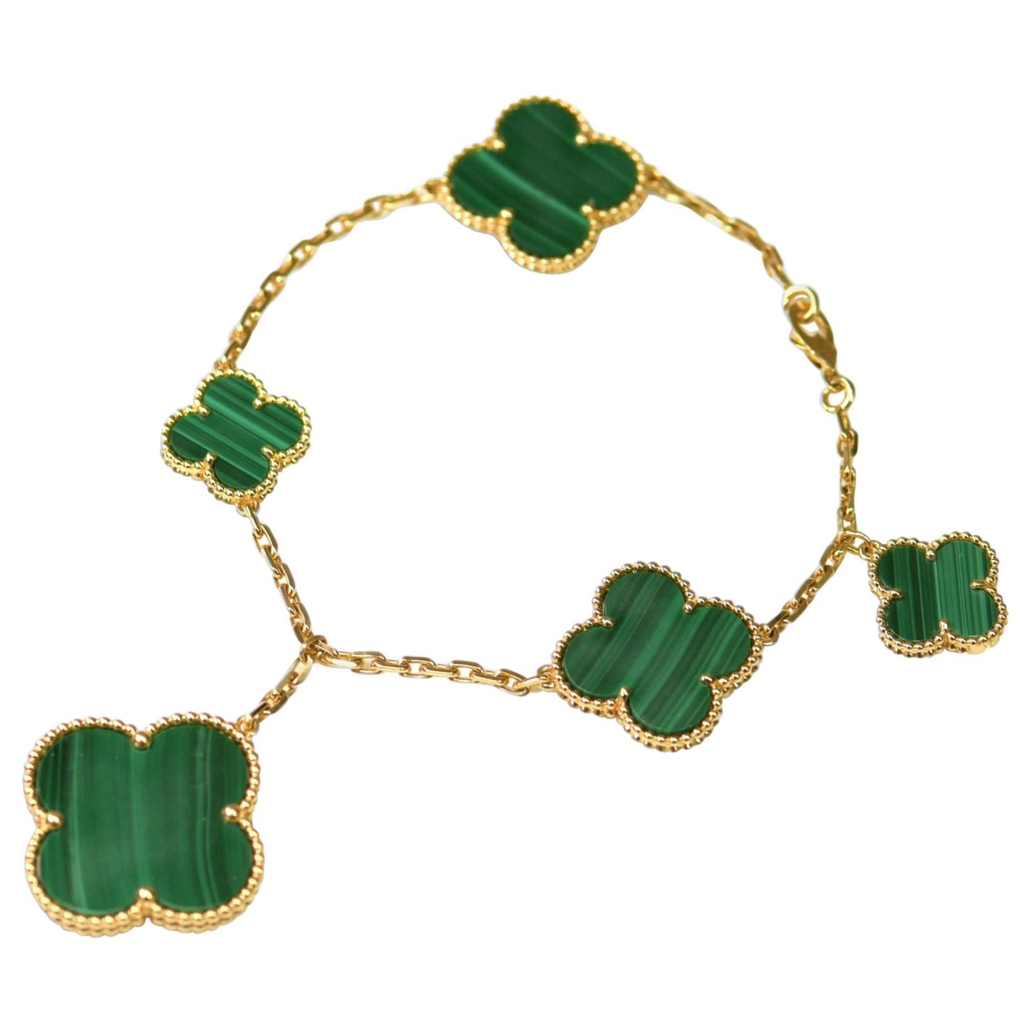 [Glitter Jewelry]MAGIC CLOVER MALACHITE GOLD BRACELET 5 MOTIFS