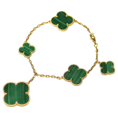 [Glitter Jewelry]MAGIC CLOVER MALACHITE GOLD BRACELET 5 MOTIFS
