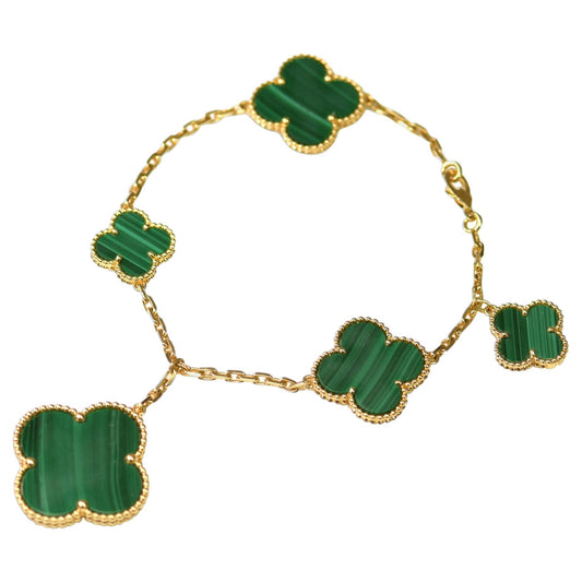 [Glitter Jewelry]MAGIC CLOVER MALACHITE GOLD BRACELET 5 MOTIFS