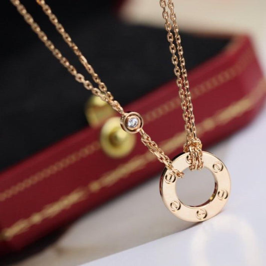 [Glitter Jewelry]LOVE NECKLACE ADJUSTABLE ROSE GOLD 2 DIAMOND