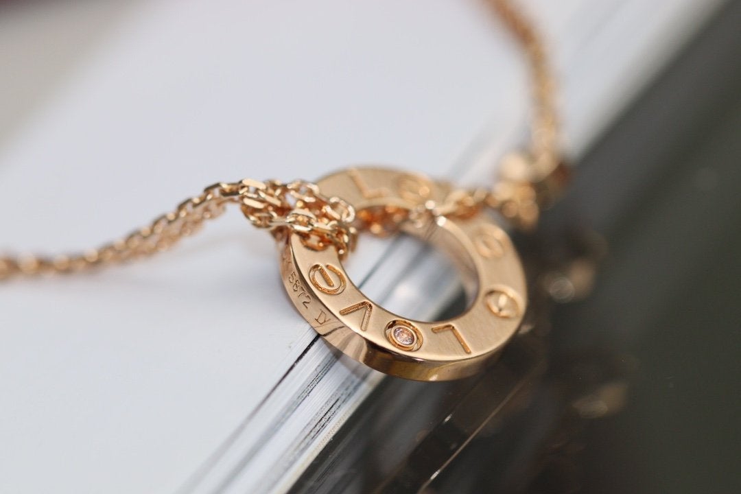 [Glitter Jewelry]LOVE NECKLACE ADJUSTABLE ROSE GOLD 2 DIAMOND