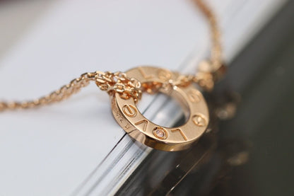 [Glitter Jewelry]LOVE NECKLACE ADJUSTABLE ROSE GOLD 2 DIAMOND