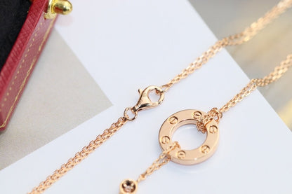 [Glitter Jewelry]LOVE NECKLACE ADJUSTABLE ROSE GOLD 2 DIAMOND