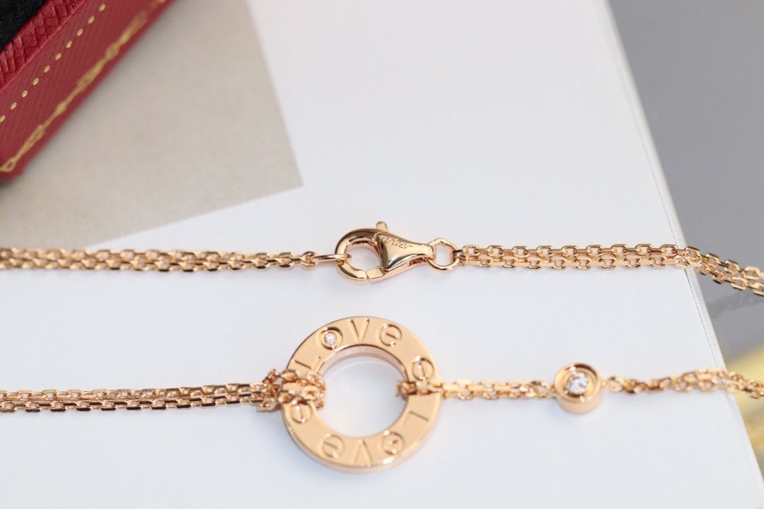 [Glitter Jewelry]LOVE NECKLACE ADJUSTABLE ROSE GOLD 2 DIAMOND