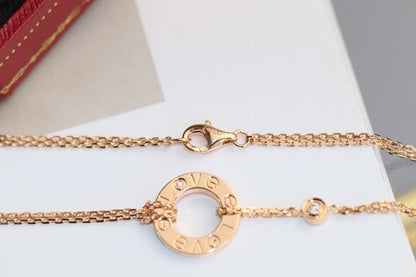 [Glitter Jewelry]LOVE NECKLACE ADJUSTABLE ROSE GOLD 2 DIAMOND