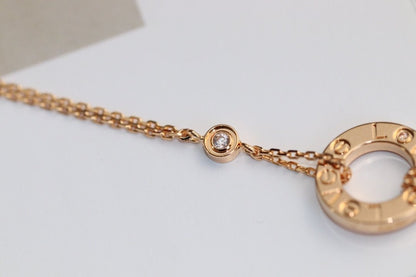 [Glitter Jewelry]LOVE NECKLACE ADJUSTABLE ROSE GOLD 2 DIAMOND