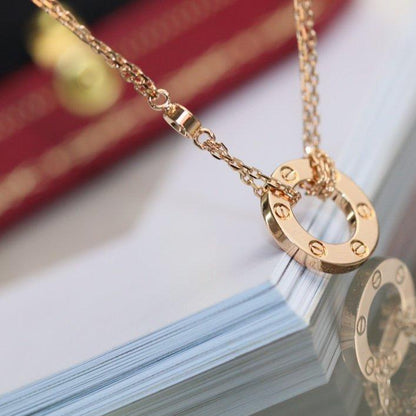 [Glitter Jewelry]LOVE NECKLACE ADJUSTABLE ROSE GOLD 2 DIAMOND