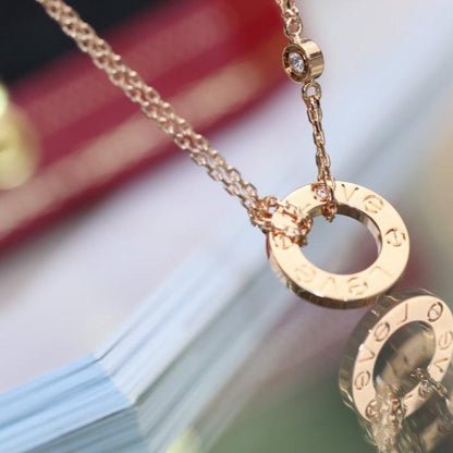 [Glitter Jewelry]LOVE NECKLACE ADJUSTABLE ROSE GOLD 2 DIAMOND