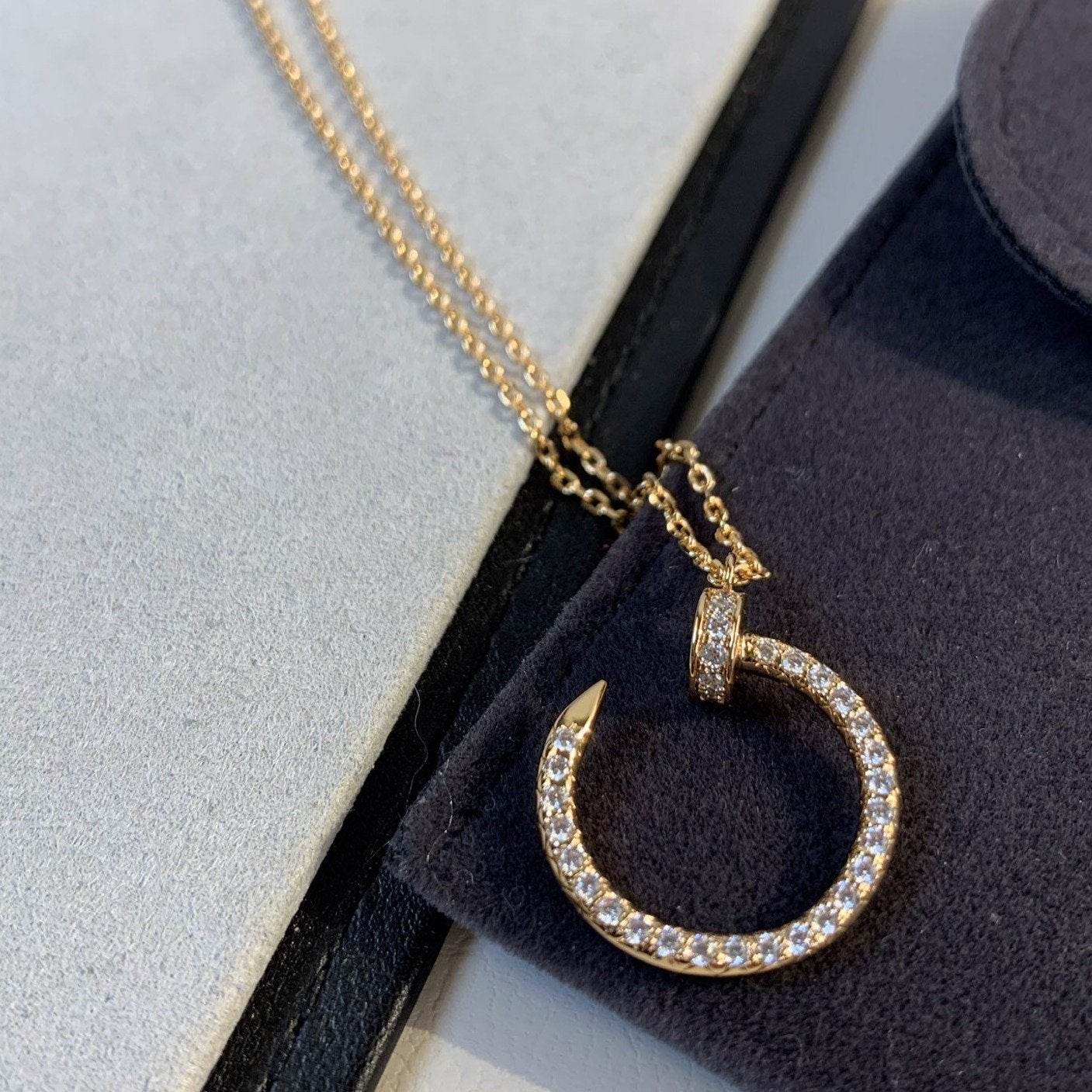 [Glitter Jewelry]JUSTE NECKLACE PINK GOLD DIAMONDS