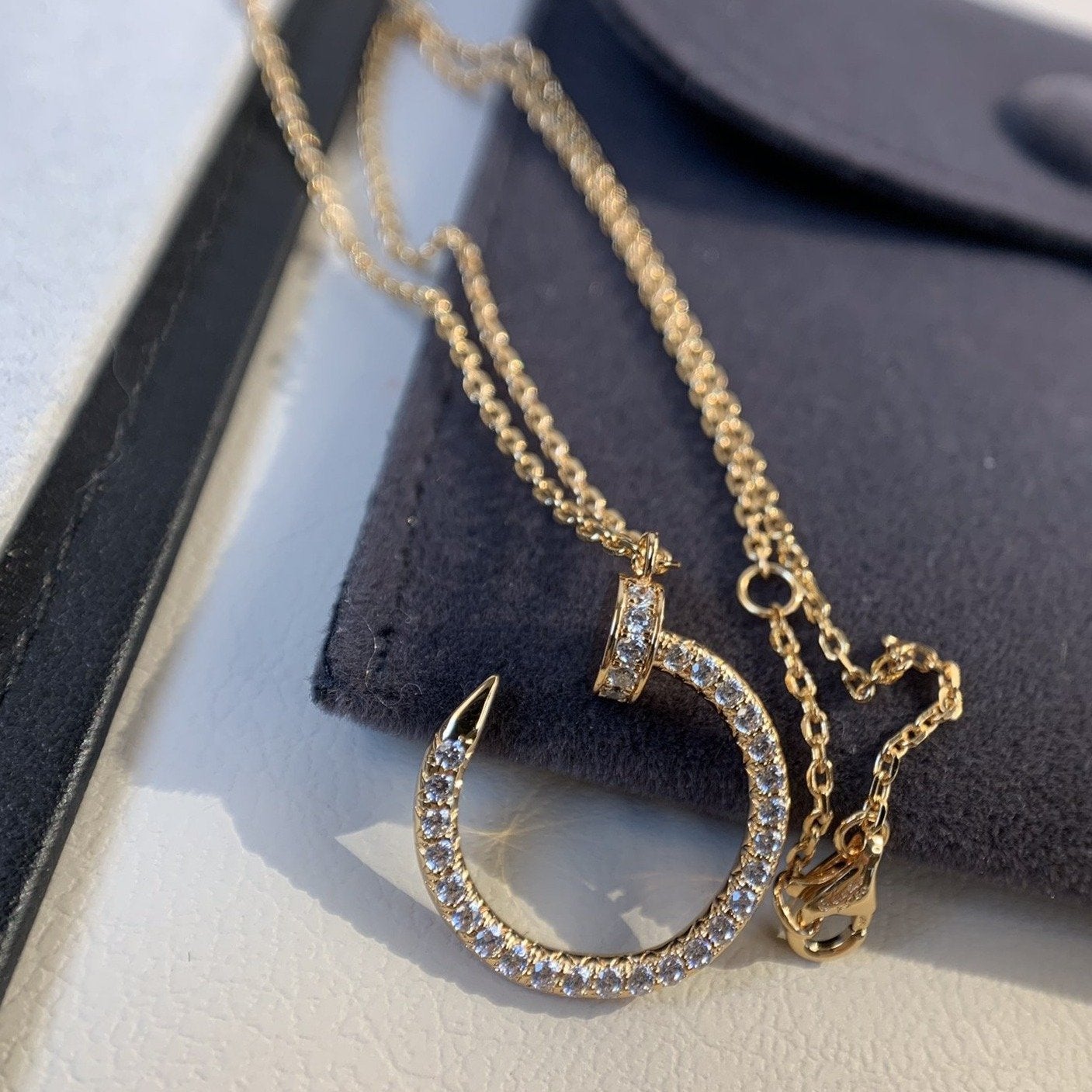 [Glitter Jewelry]JUSTE NECKLACE PINK GOLD DIAMONDS