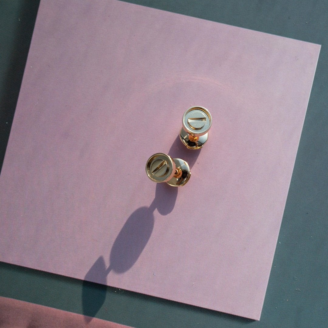 [Glitter Jewelry]LOVE EARRINGS PINK GOLD 10MM