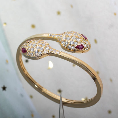 [Glitter Jewelry]SERPENTI BRACELET PINK GOLD DIAMOND DOUBLE SNAKE
