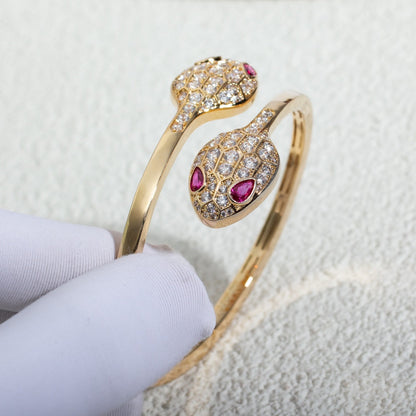 [Glitter Jewelry]SERPENTI BRACELET PINK GOLD DIAMOND DOUBLE SNAKE