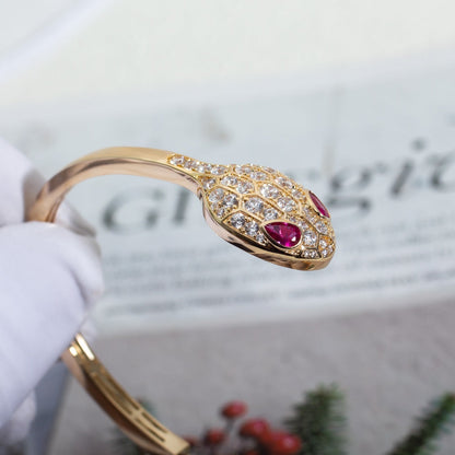 [Glitter Jewelry]SERPENTI BRACELET PINK GOLD DIAMOND DOUBLE SNAKE