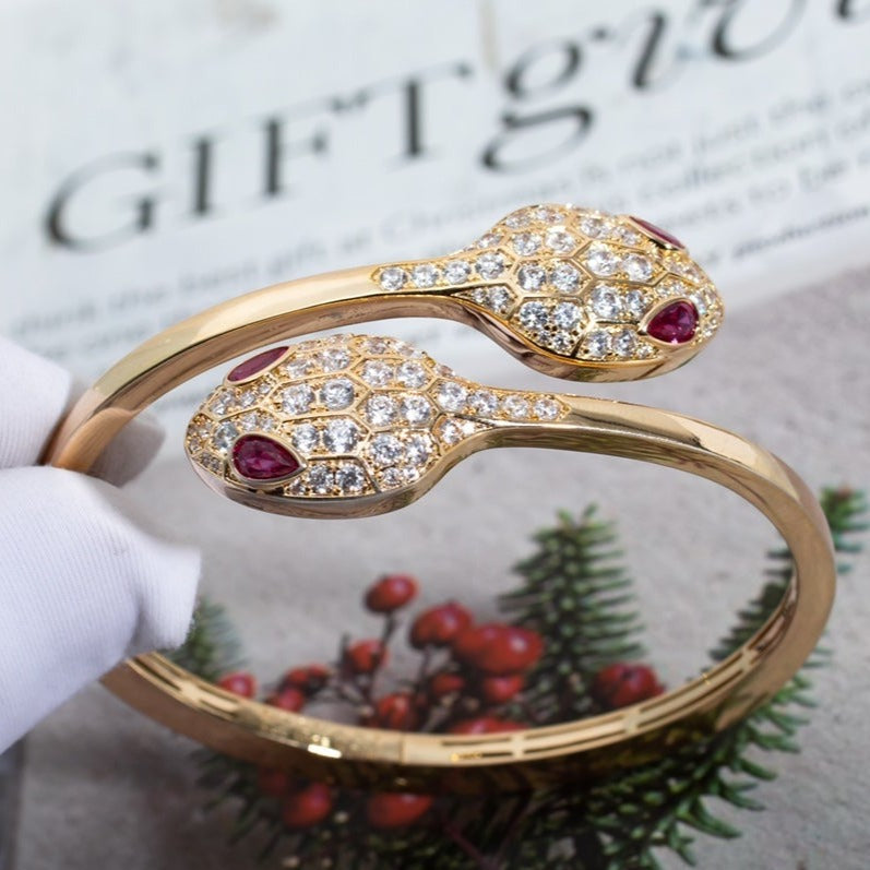 [Glitter Jewelry]SERPENTI BRACELET PINK GOLD DIAMOND DOUBLE SNAKE