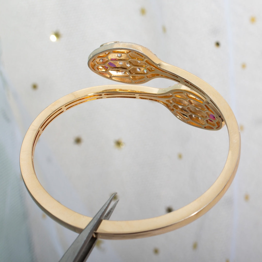 [Glitter Jewelry]SERPENTI BRACELET PINK GOLD DIAMOND DOUBLE SNAKE