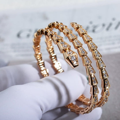 [Glitter Jewelry]SERPENTI BRACELET PINK GOLD DIAMOND DOUBLE ROW