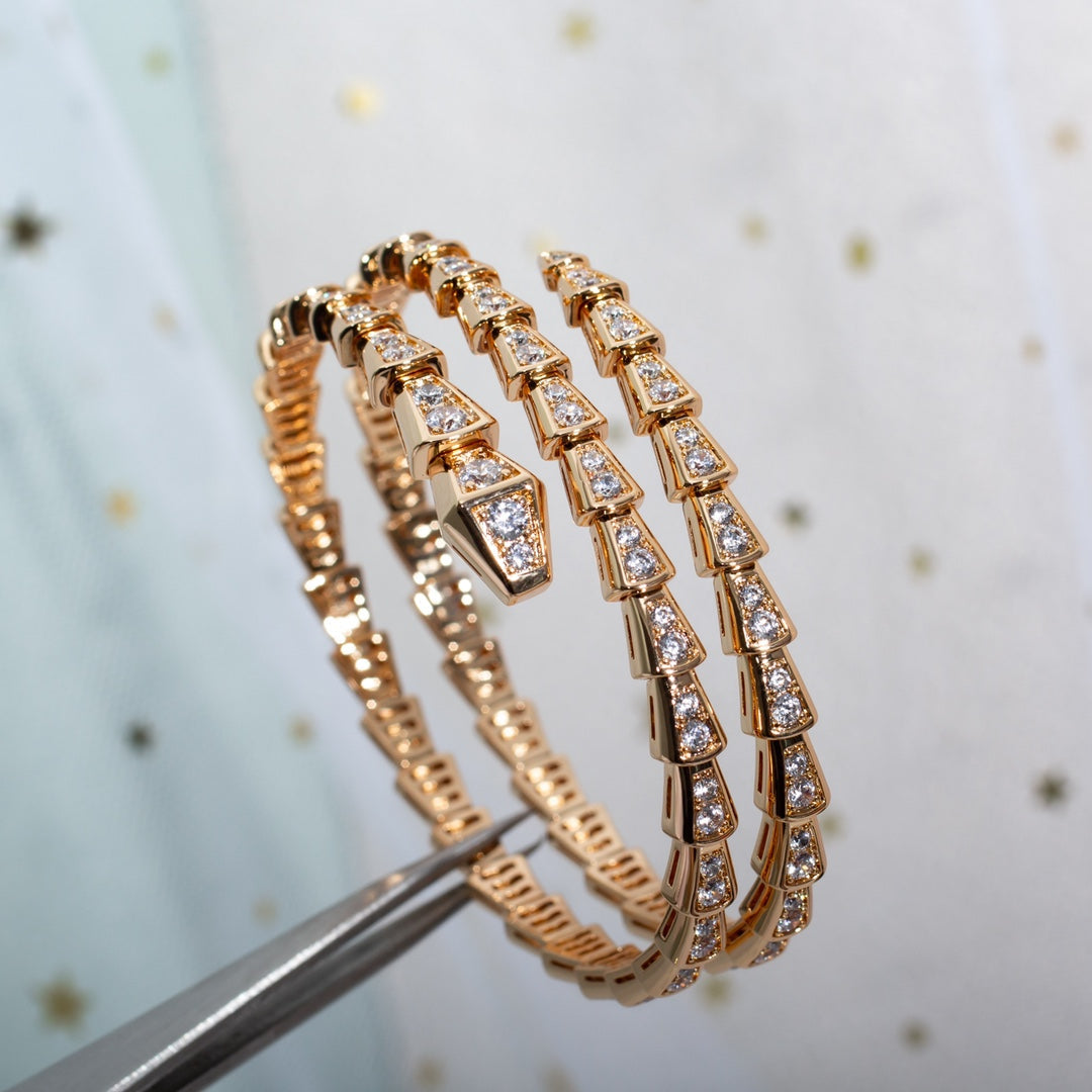 [Glitter Jewelry]SERPENTI BRACELET PINK GOLD DIAMOND DOUBLE ROW