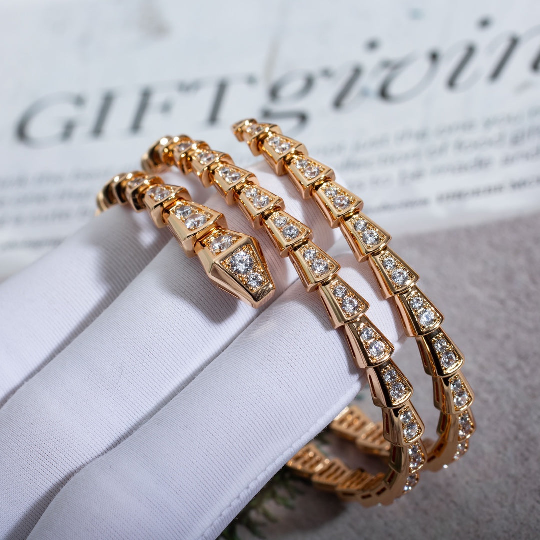 [Glitter Jewelry]SERPENTI BRACELET PINK GOLD DIAMOND DOUBLE ROW