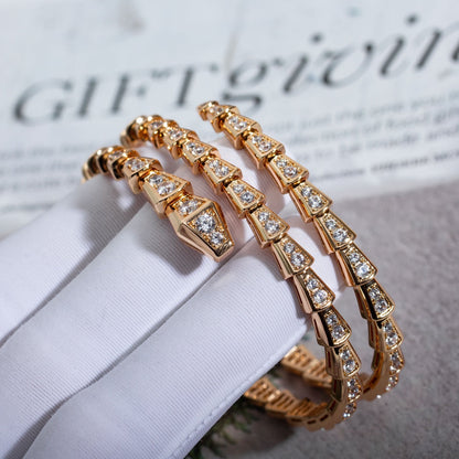 [Glitter Jewelry]SERPENTI BRACELET PINK GOLD DIAMOND DOUBLE ROW