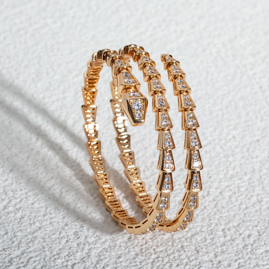 [Glitter Jewelry]SERPENTI BRACELET PINK GOLD DIAMOND DOUBLE ROW
