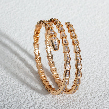[Glitter Jewelry]SERPENTI BRACELET PINK GOLD DIAMOND DOUBLE ROW