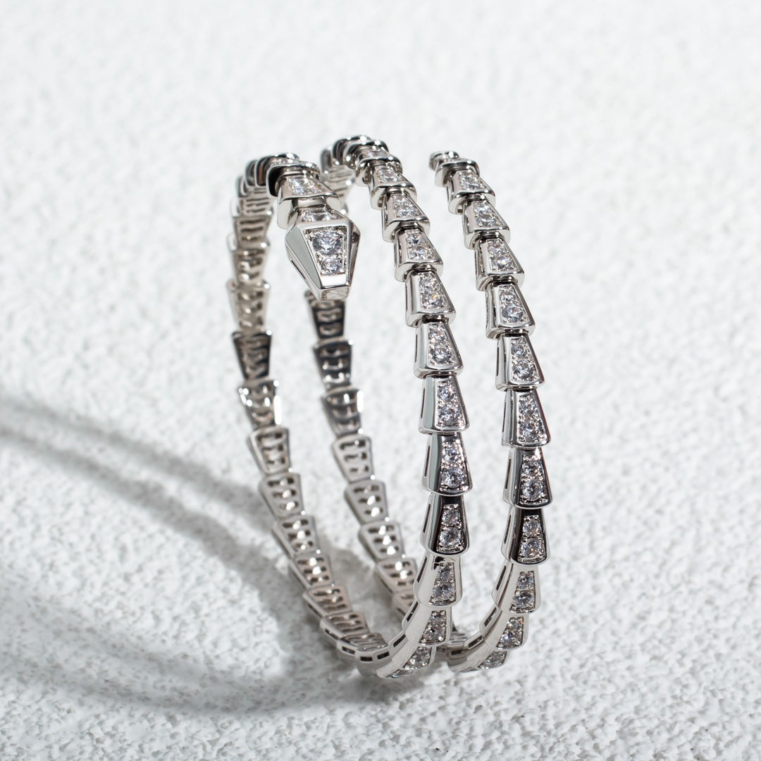 [Glitter Jewelry]SERPENTI BRACELET SILVER DIAMOND DOUBLE ROW
