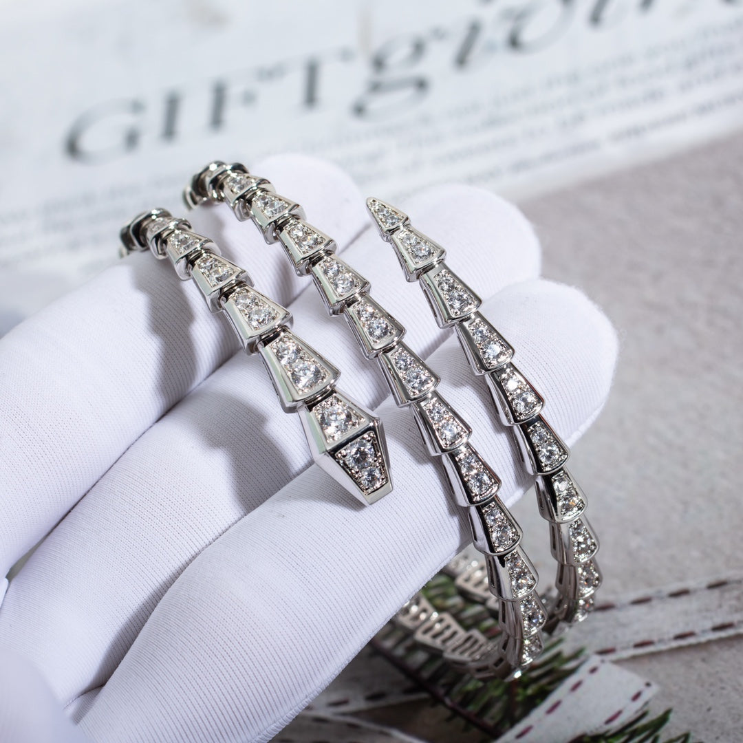 [Glitter Jewelry]SERPENTI BRACELET SILVER DIAMOND DOUBLE ROW