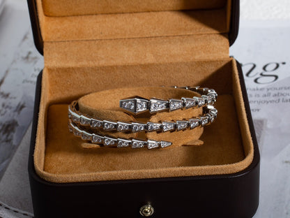 [Glitter Jewelry]SERPENTI BRACELET SILVER DIAMOND DOUBLE ROW
