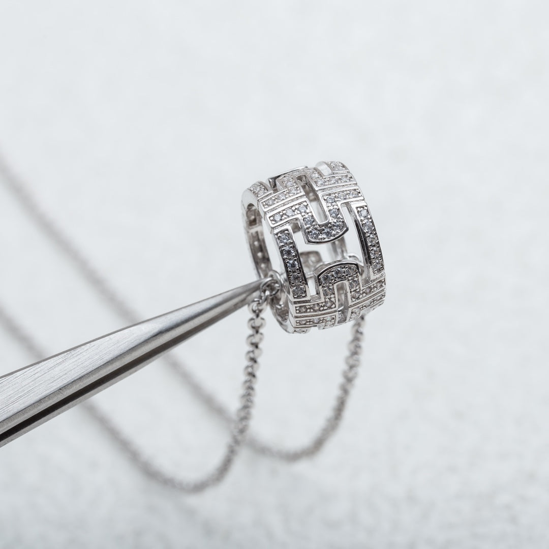 [Glitter Jewelry]PARENTESI NECKLACE SILVER DIAMOND