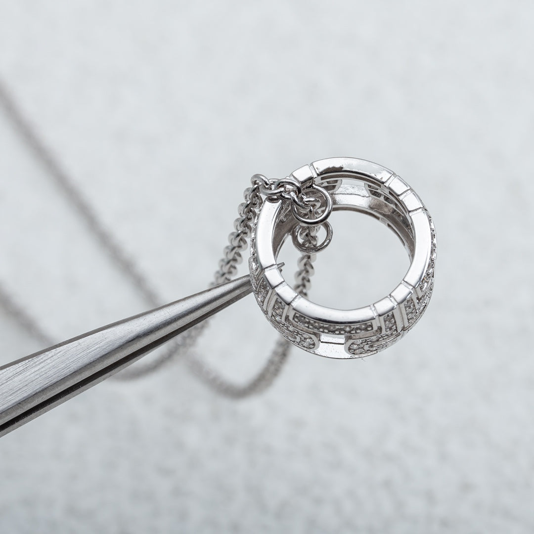 [Glitter Jewelry]PARENTESI NECKLACE SILVER DIAMOND
