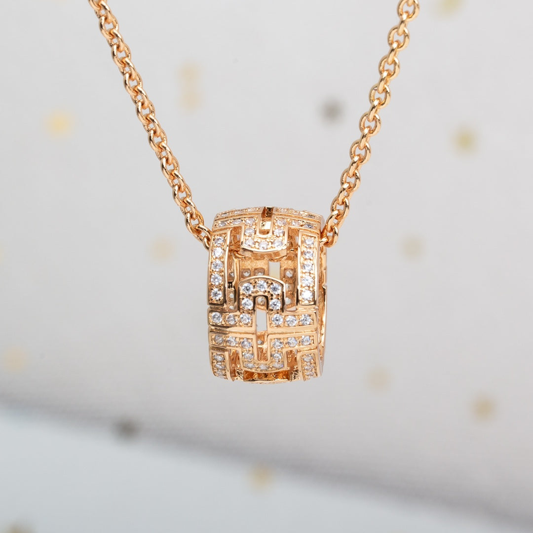 [Glitter Jewelry]PARENTESI NECKLACE PINK GOLD DIAMOND