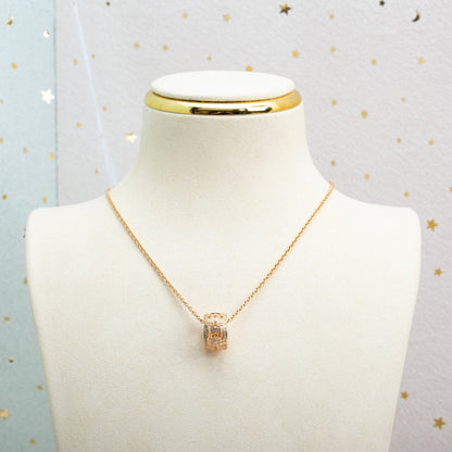 [Glitter Jewelry]PARENTESI NECKLACE PINK GOLD DIAMOND