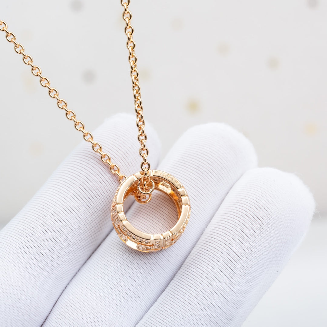 [Glitter Jewelry]PARENTESI NECKLACE PINK GOLD DIAMOND