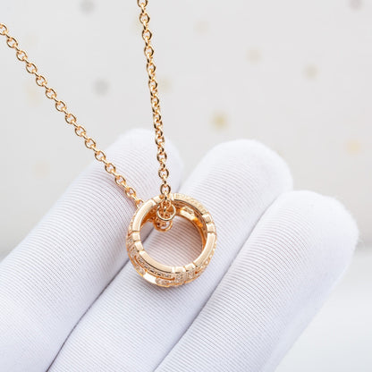 [Glitter Jewelry]PARENTESI NECKLACE PINK GOLD DIAMOND