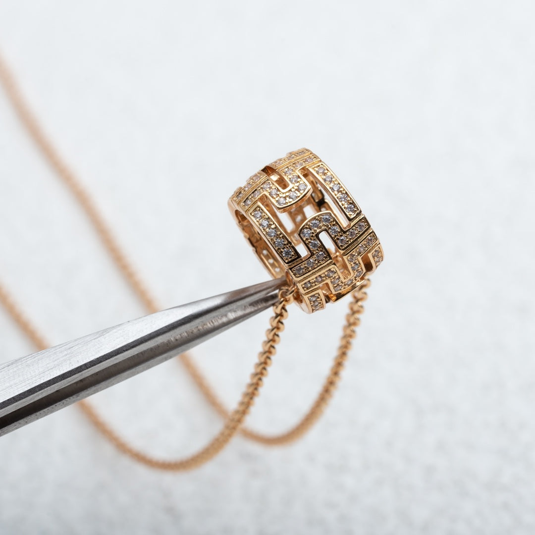 [Glitter Jewelry]PARENTESI NECKLACE PINK GOLD DIAMOND