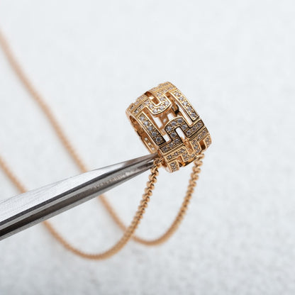 [Glitter Jewelry]PARENTESI NECKLACE PINK GOLD DIAMOND