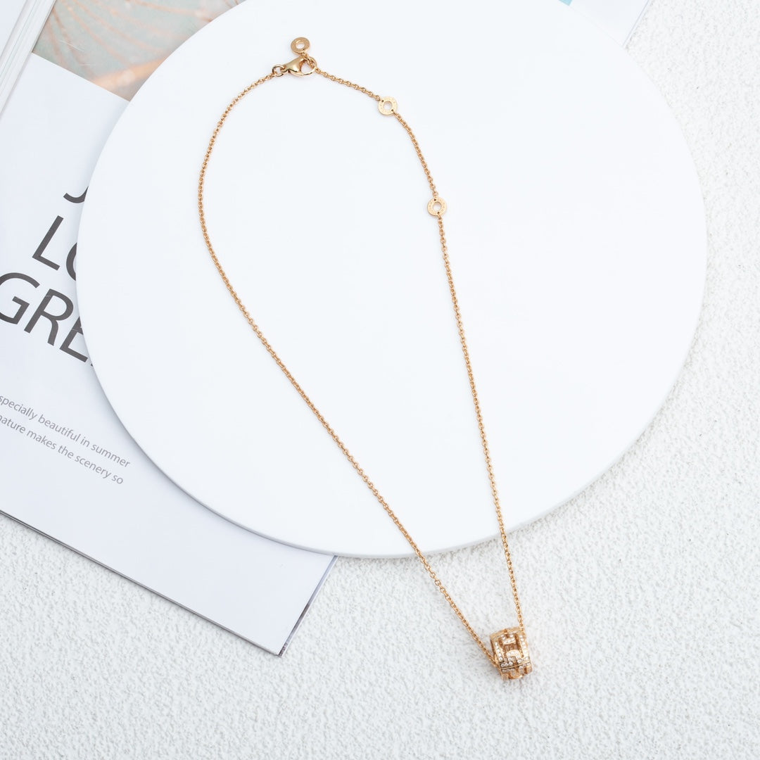 [Glitter Jewelry]PARENTESI NECKLACE PINK GOLD DIAMOND
