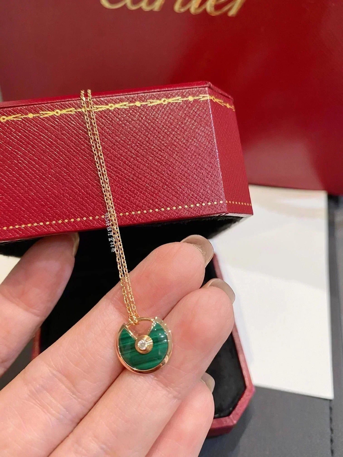 [Glitter Jewelry]AMULETTE ROSE GOLD MALACHITE NECKLACE