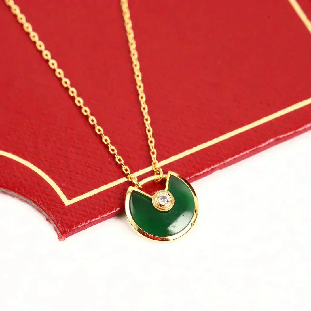[Glitter Jewelry]AMULETTE GOLD MALACHITE NECKLACE
